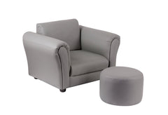 Hacienda Children's Grey PU Leather Couch and Footstool Set