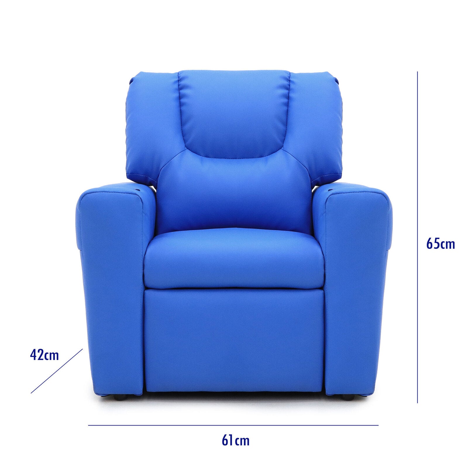 Hacienda Kids Blue Recliner Chair with Built-In Cup Holder & Footrest