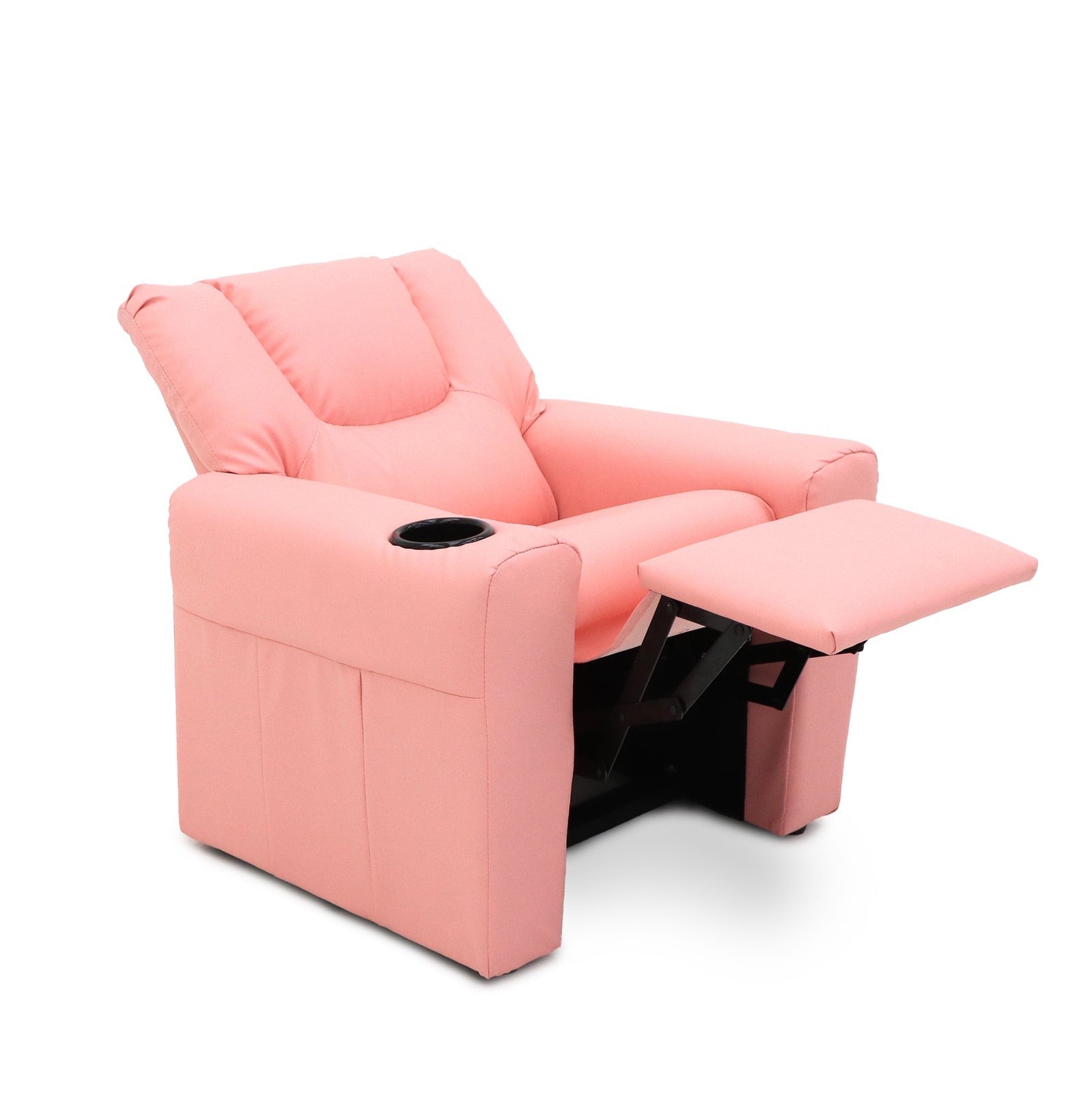 Hacienda Kids Pink Recliner Chair with Built-In Cup Holder & Footrest