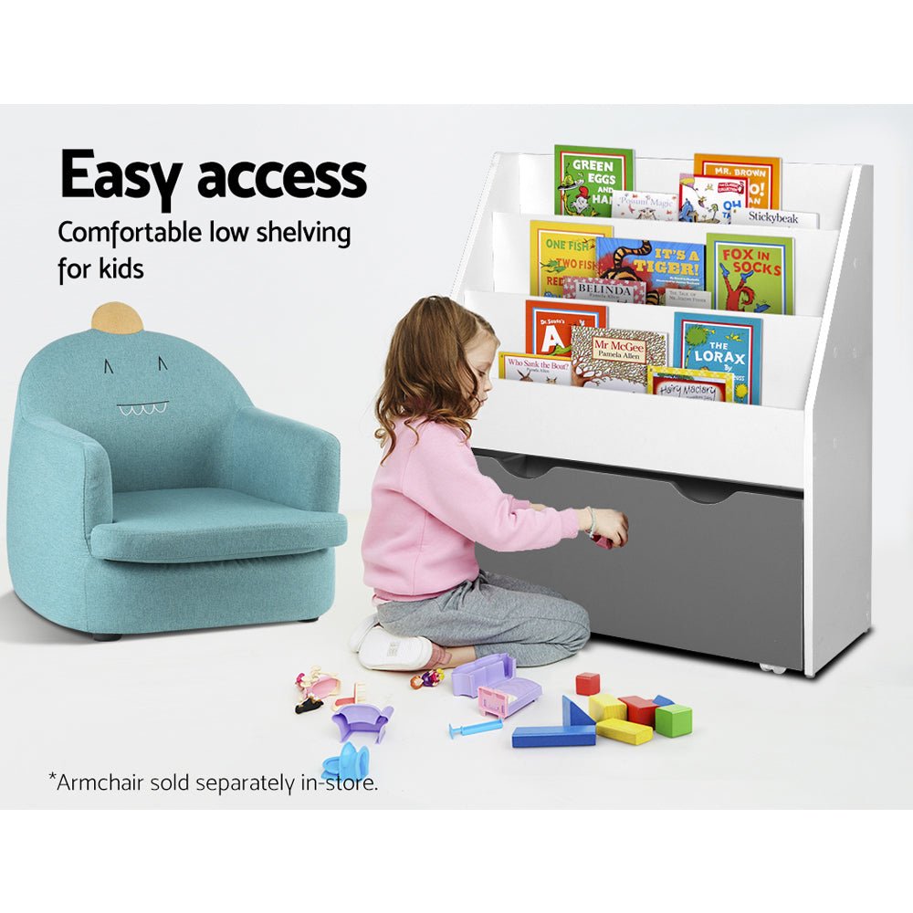 Keezi 3 - Tier Kids Bookshelf | Magazine Rack & Storage Organizer