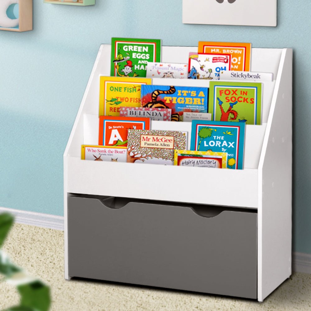 Keezi 3 - Tier Kids Bookshelf | Magazine Rack & Storage Organizer