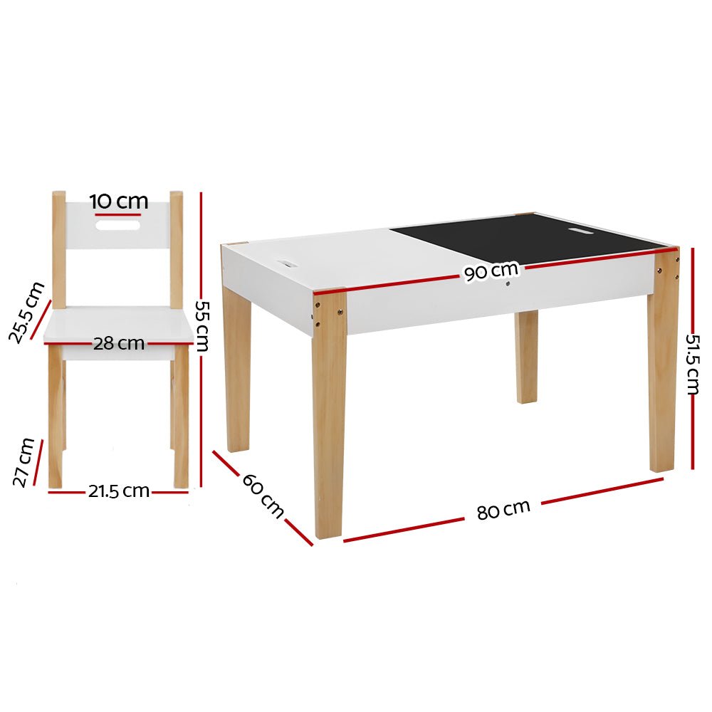 Keezi 3PCS Kids Table & Chair Set | Storage, Activity Desk, & Chalkboard