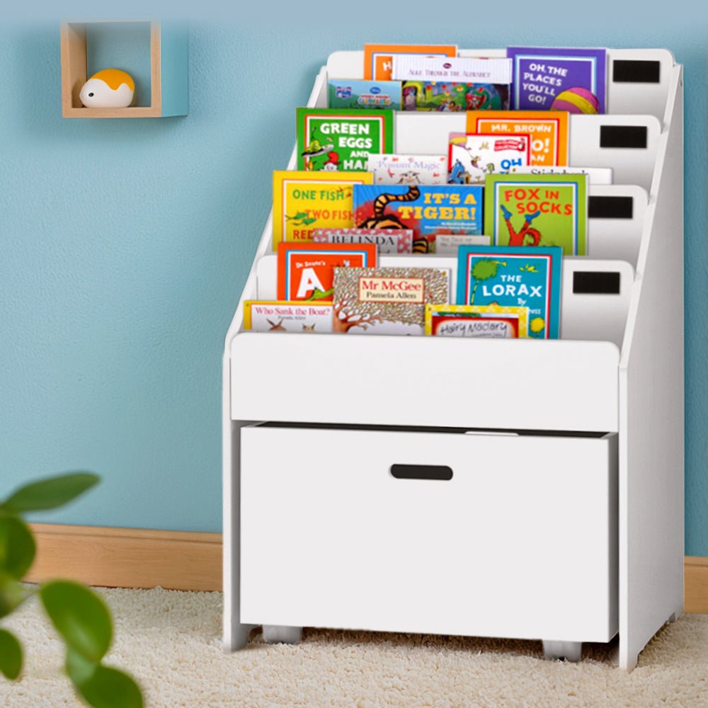 Keezi 4 Tiers Kids Bookshelf Storage Organiser with Drawers