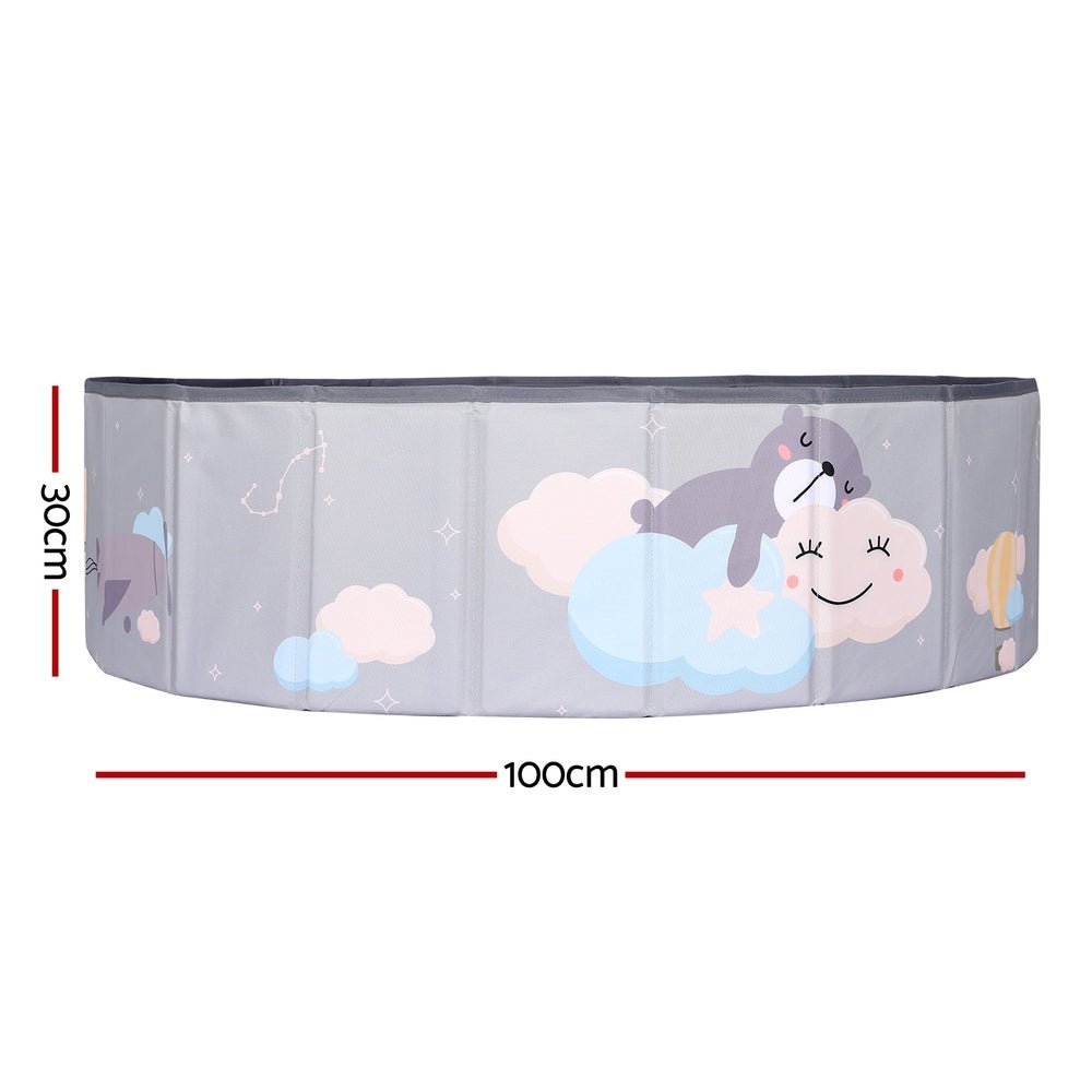 Keezi Kids Ball Pool Pit | Foldable Ocean Play Playhouse with Storage Bag - Grey