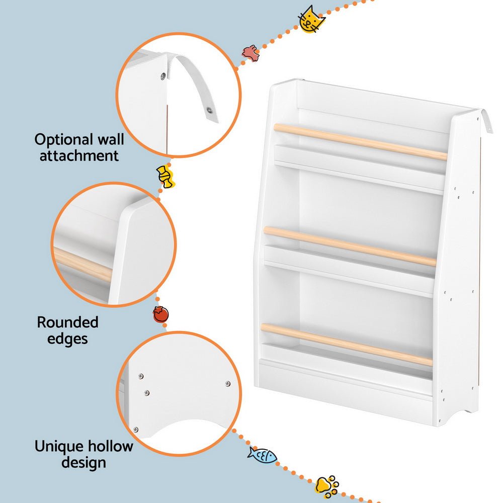 Keezi Kids Bookshelf | 3 - Tier Organizer for Books & Toys