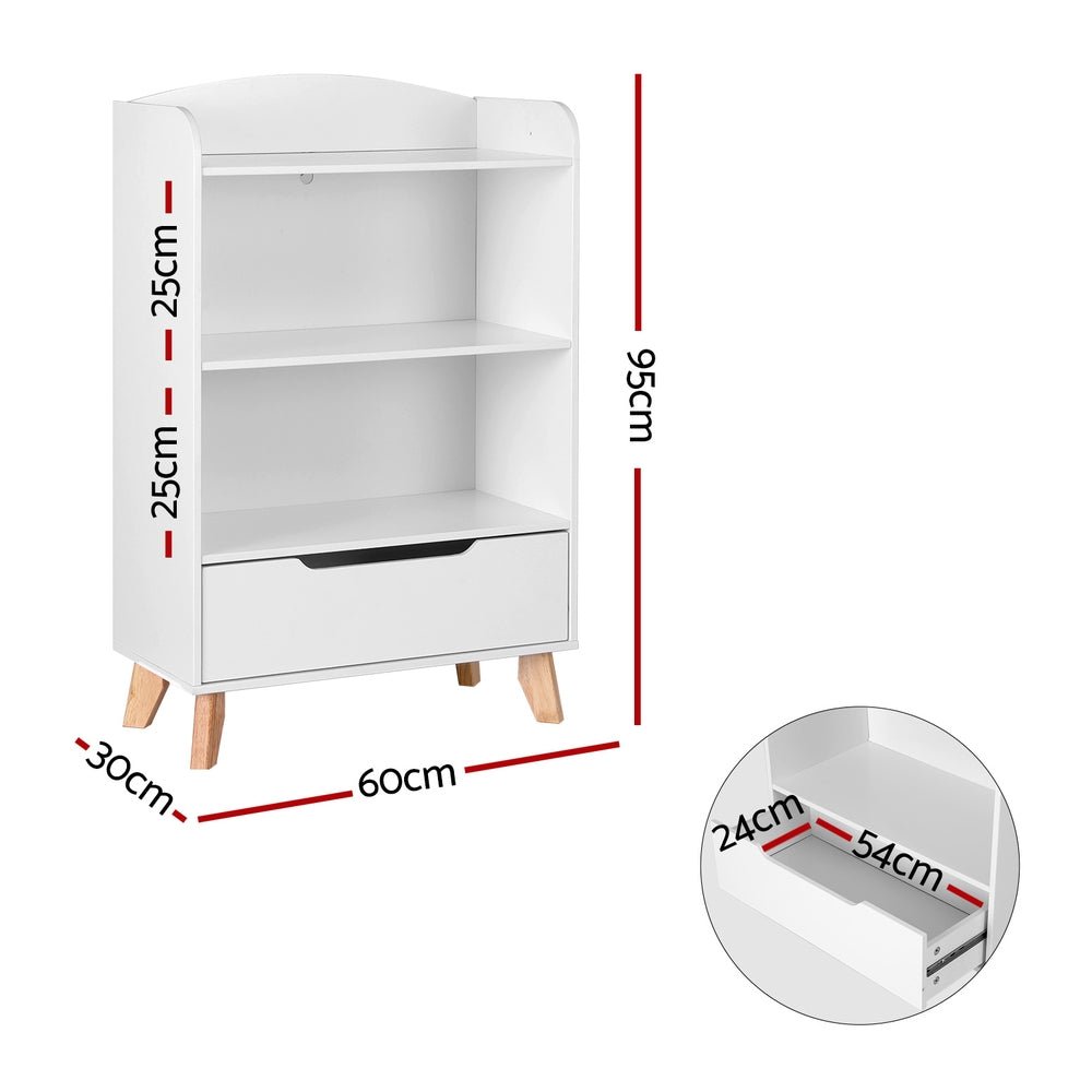 Keezi Kids Bookshelf | 3 - Tier Storage with Drawer & Toy Organizer