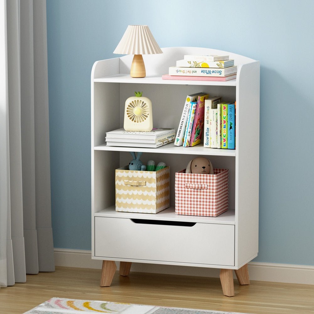 Keezi Kids Bookshelf | 3 - Tier Storage with Drawer & Toy Organizer