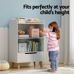 Keezi Kids Bookshelf | 3 - Tier Storage with Drawer & Toy Organizer