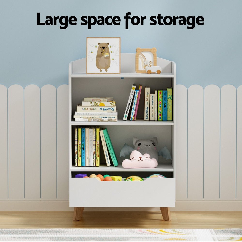 Keezi Kids Bookshelf | 3 - Tier Storage with Drawer & Toy Organizer