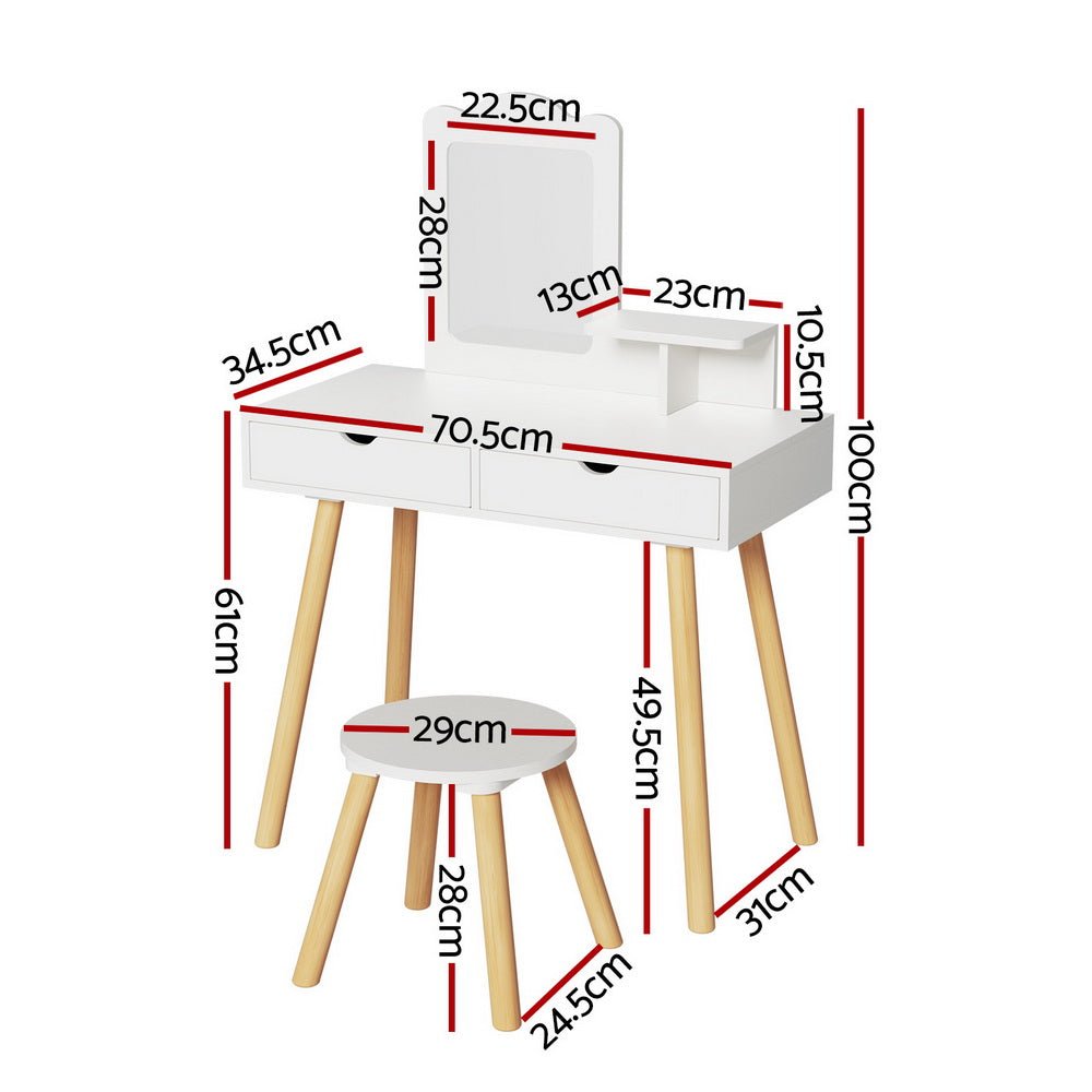 Keezi Kids Dressing Table Vanity Set with Mirror & Chair | Stylish Storage Solution