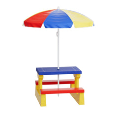 Keezi Kids Outdoor Table and Chair Set with Picnic Bench & Umbrella