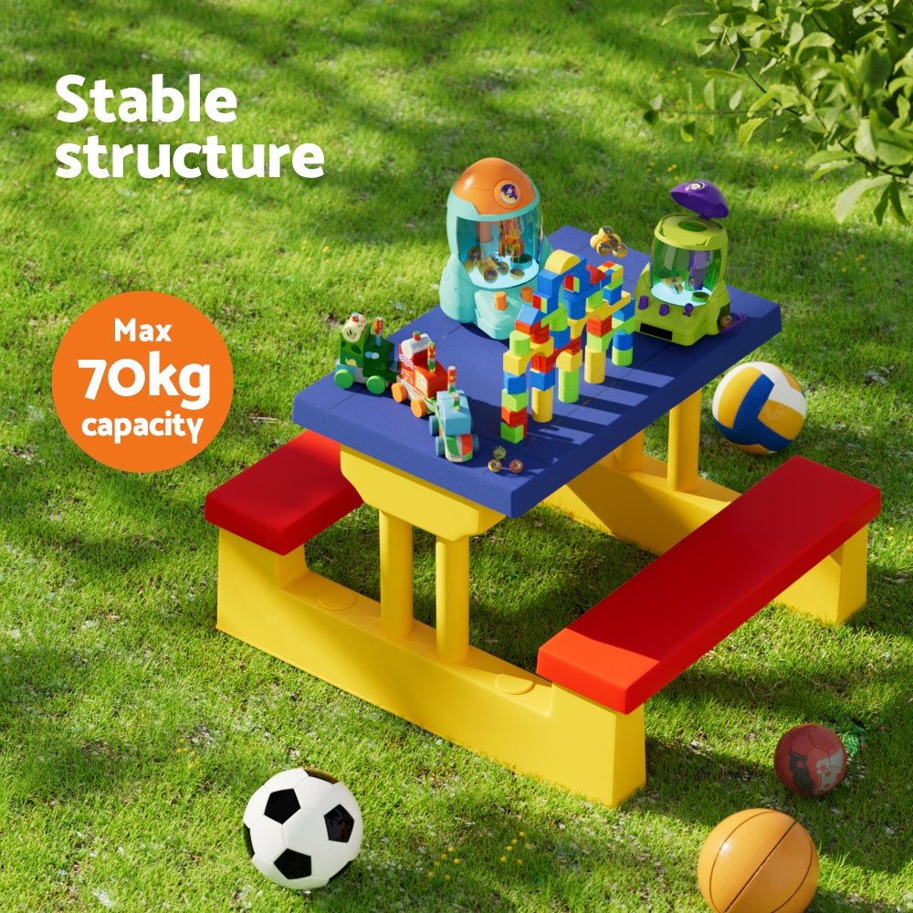 Keezi Kids Outdoor Table and Chair Set with Picnic Bench & Umbrella