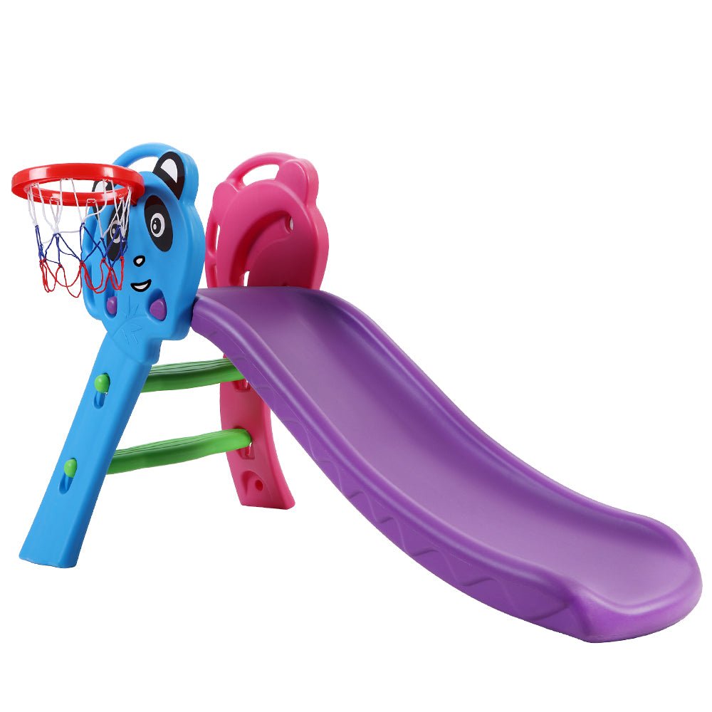 Keezi Kids Slide Set with Basketball Hoop | Indoor & Outdoor Fun - 100cm Blue