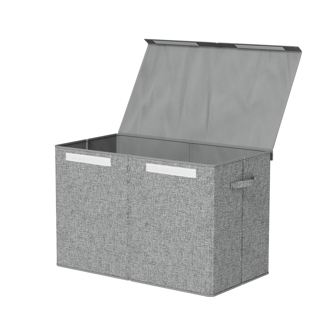 Keezi Large Toy Box Chest Storage with Flip - Top Lid Foldable Organizer Bins Grey