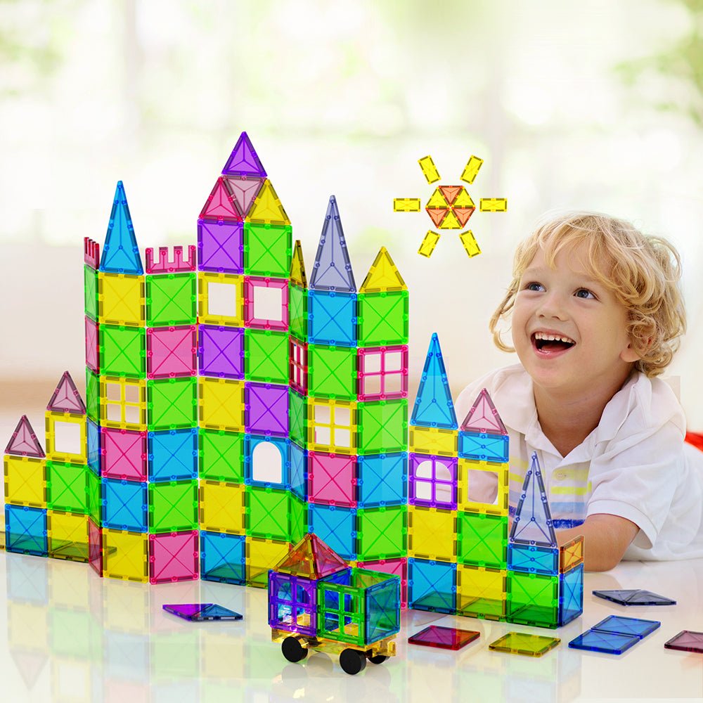 Keezi Magnetic Tiles Playset: 120-Piece Set for Inspired Learning and Fun