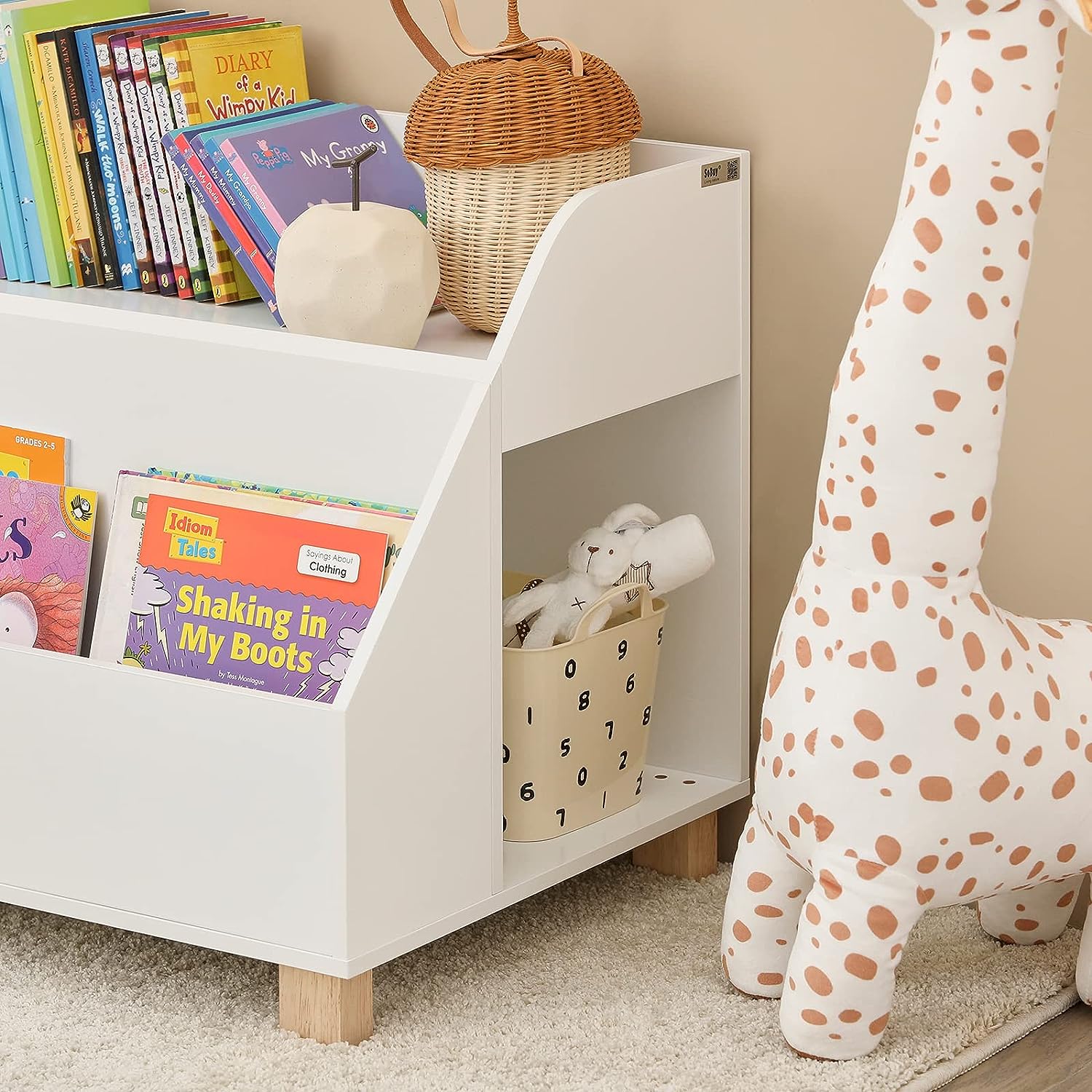 Kids Storage Bookcase | 3 - Compartment Organizer - White