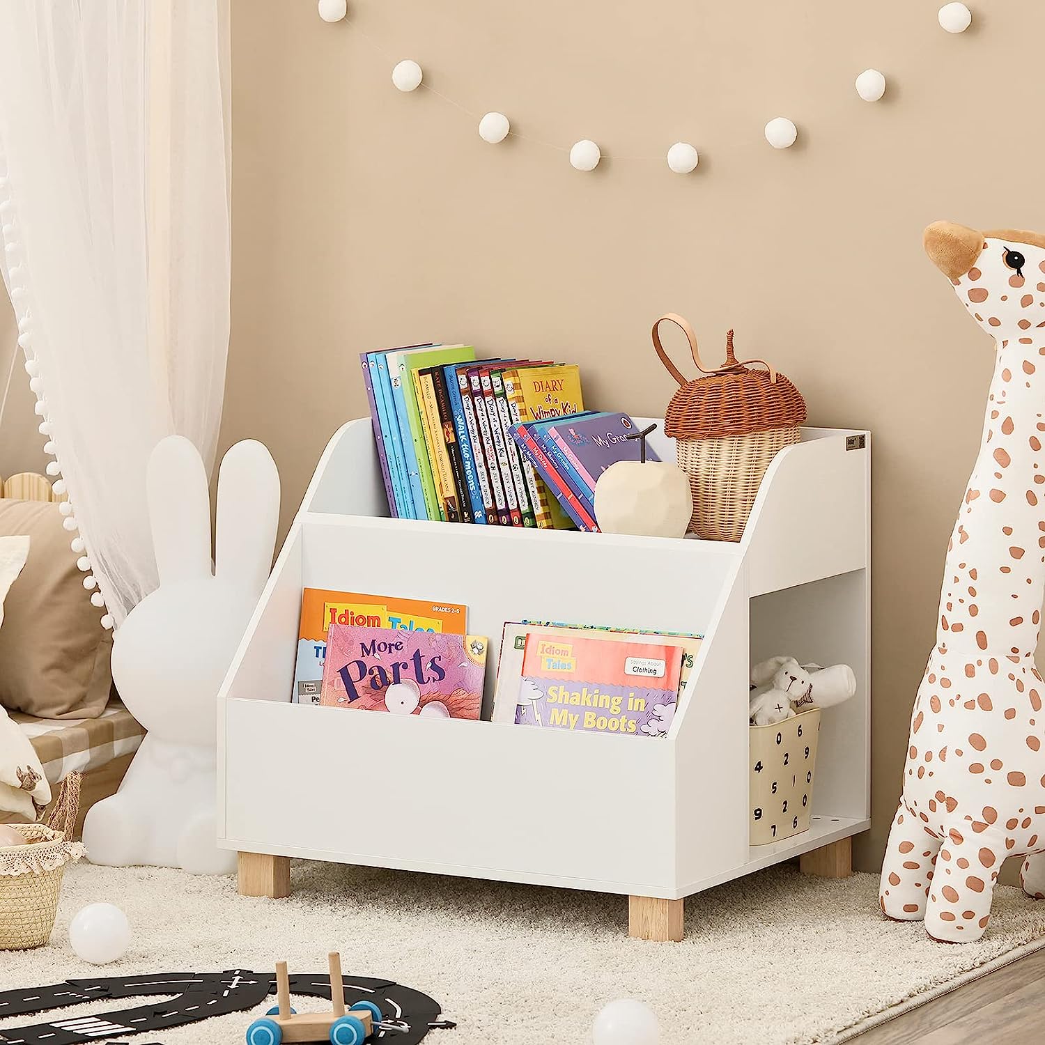 Kids Storage Bookcase | 3 - Compartment Organizer - White