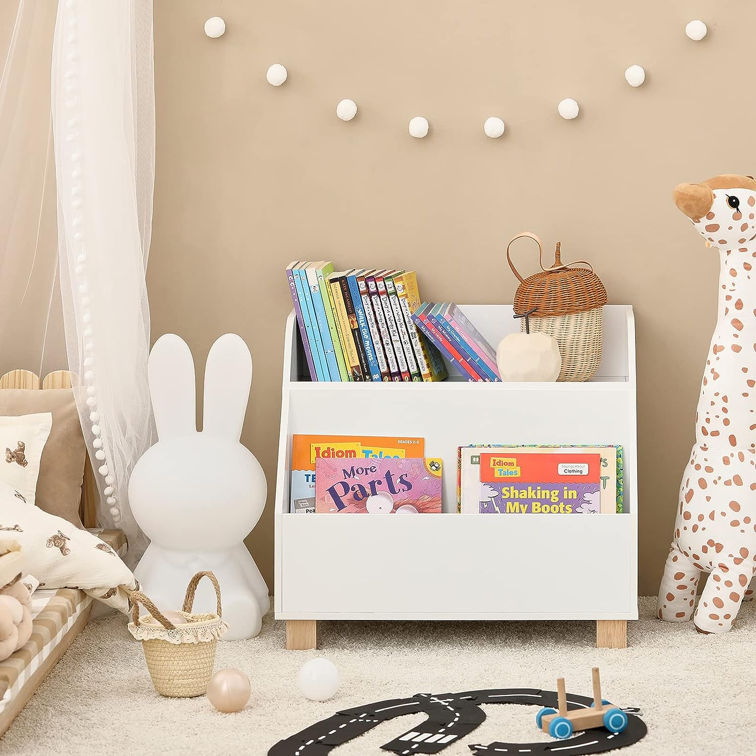 Kids Storage Bookcase | 3 - Compartment Organizer - White