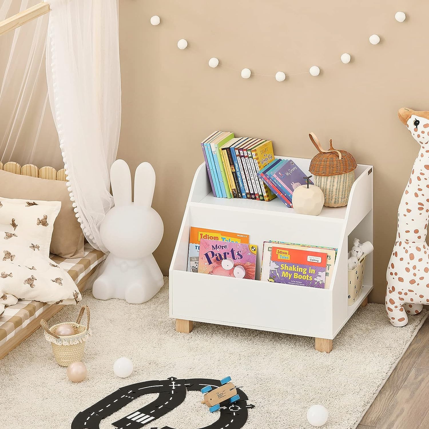 Kids Storage Bookcase | 3 - Compartment Organizer - White