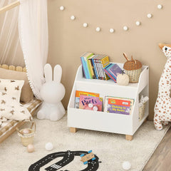 Kids Storage Bookcase | 3 - Compartment Organizer - White