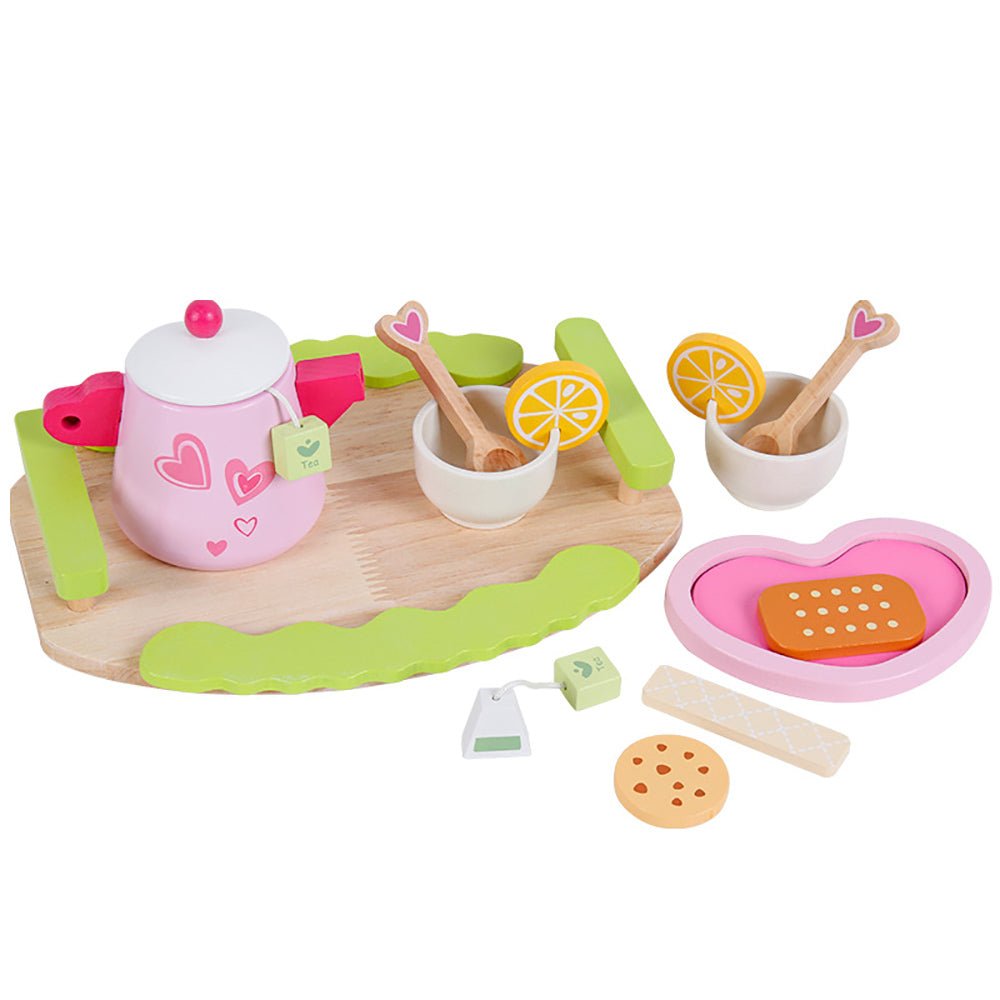 Kids Wooden Kitchen Tea Set - Dive into Pretend Play