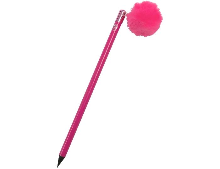 Large Pom Pom Charm Pencil - Pink