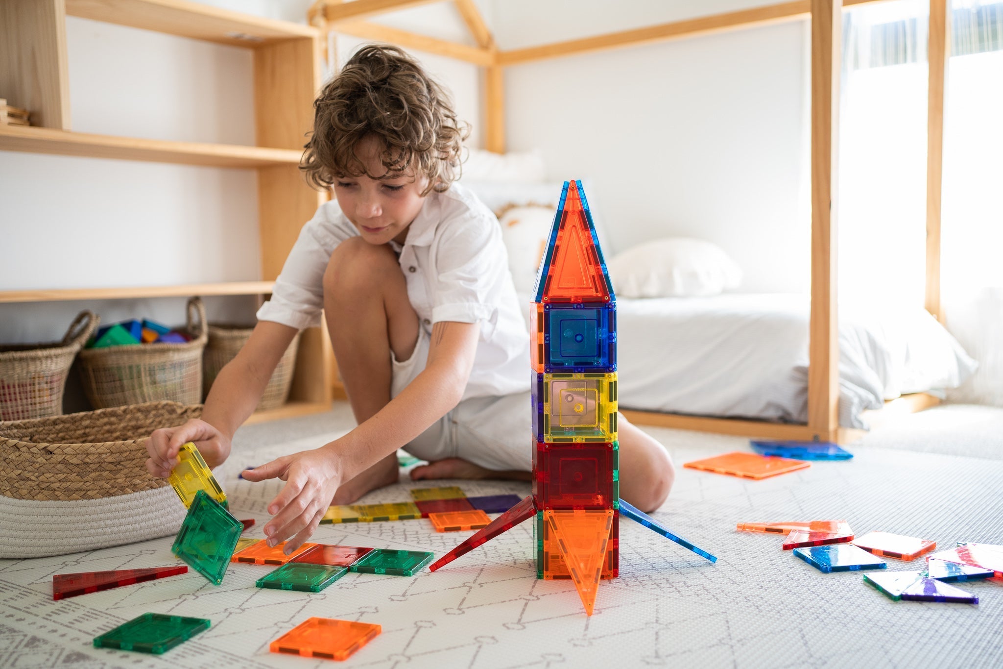 Learn & Grow Toys - Magnetic Tiles - Base Pack (64 Piece)