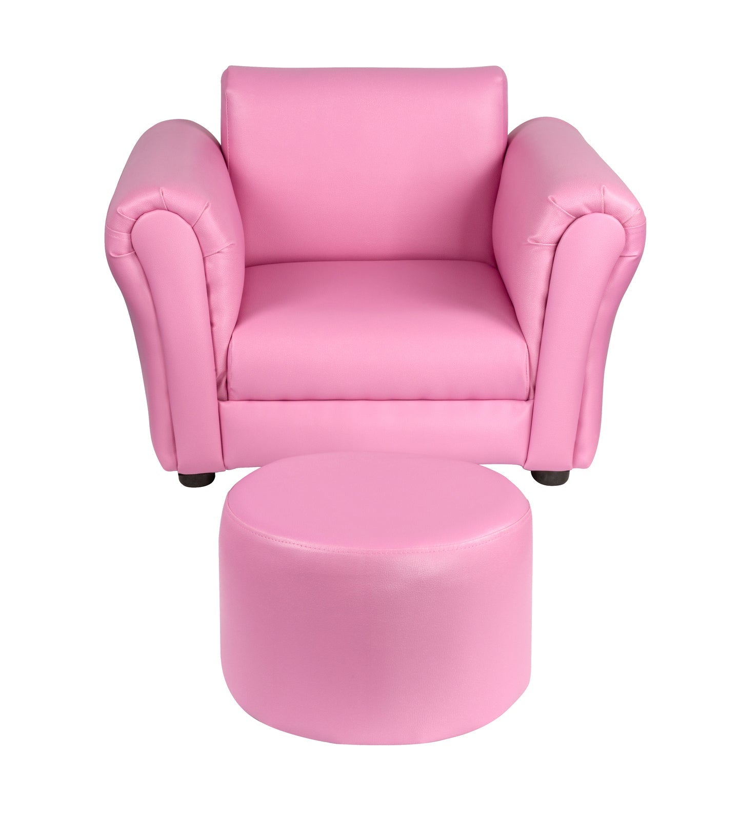 Lenoxx Pink Kids PU Leather Sofa Chair & Ottoman Set