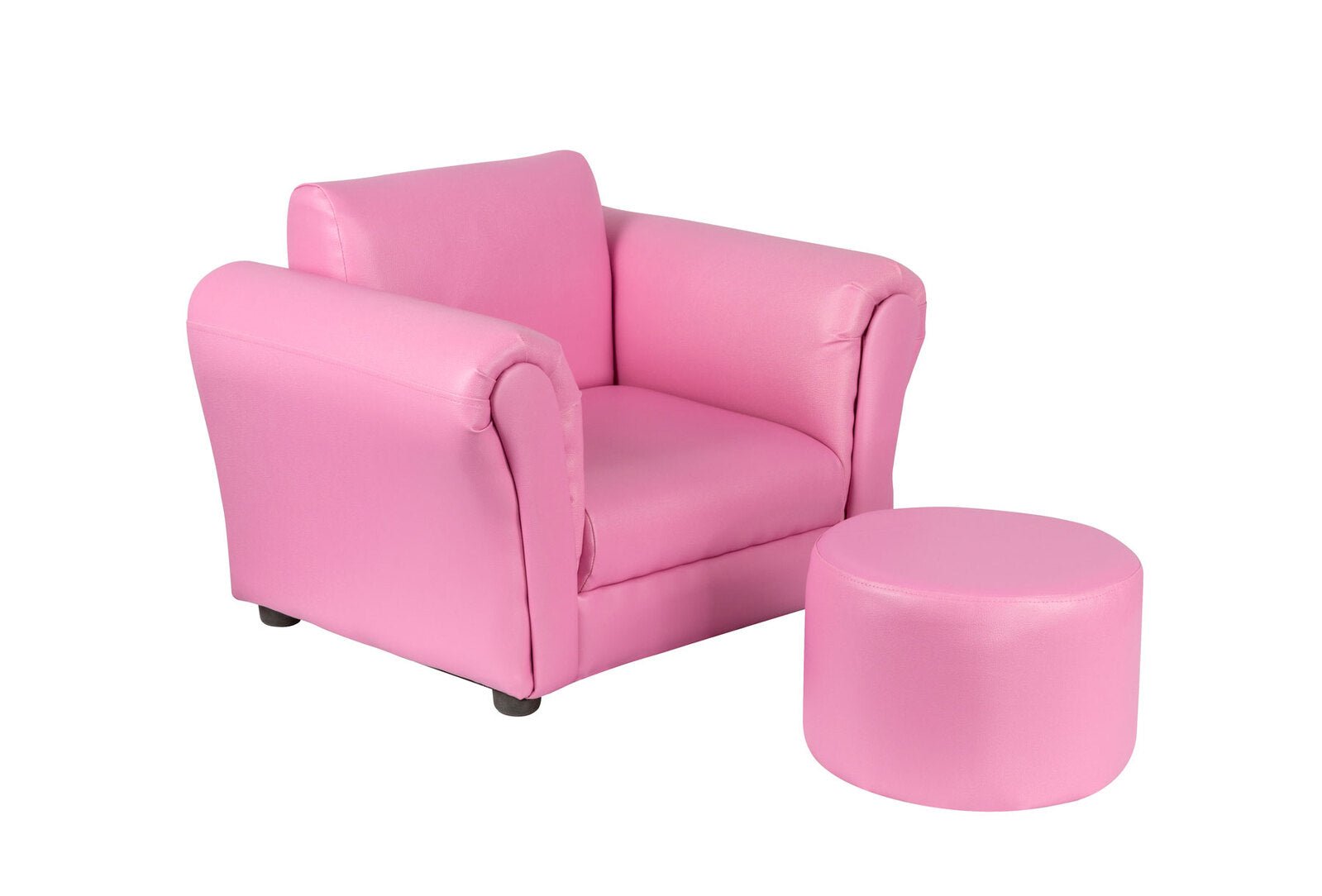 Lenoxx Pink Kids PU Leather Sofa Chair & Ottoman Set