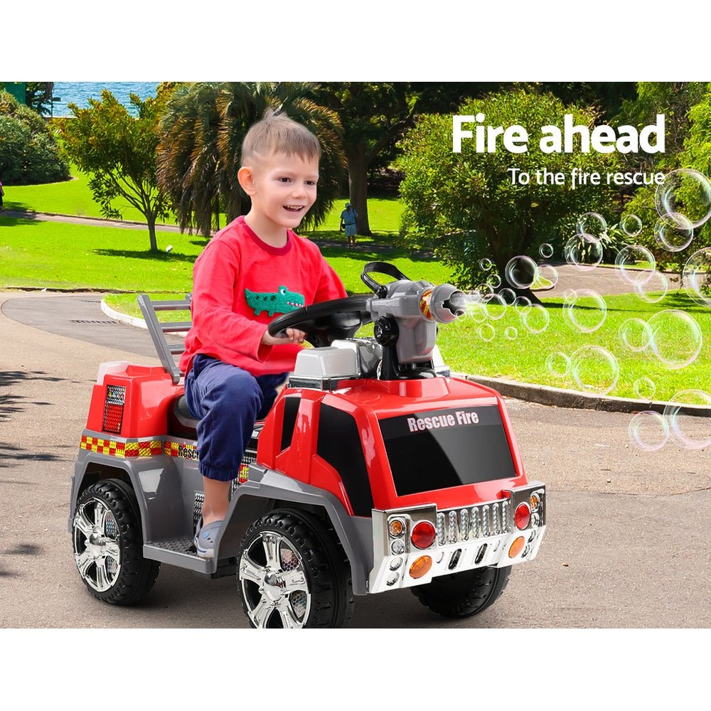 Rigo Kids Electric Ride - On Fire Engine Truck | 6V Red Toy Car with Lights & Sounds