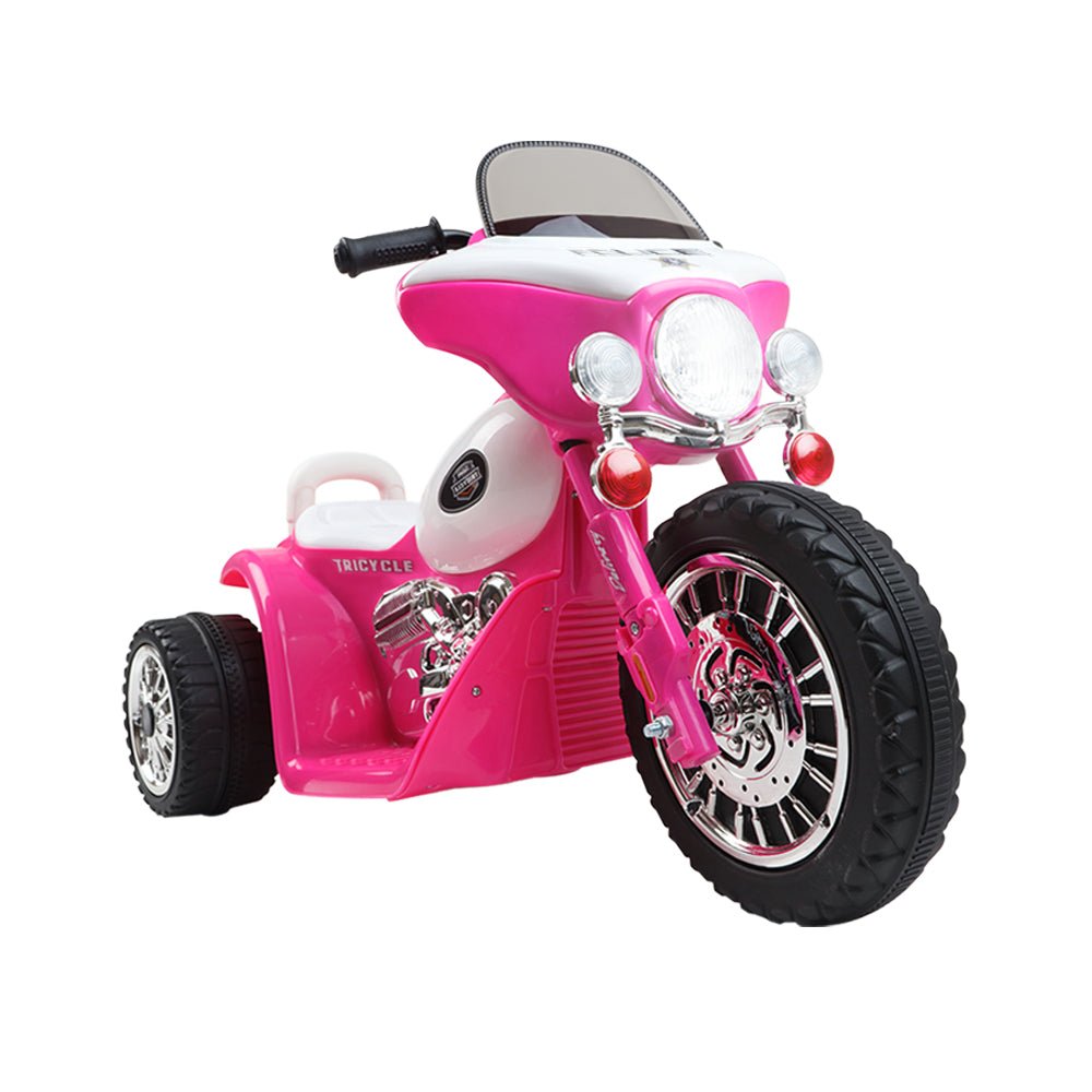 Rigo Kids Electric Ride On Patrol Police Car Harley - Inspired 6V Pink