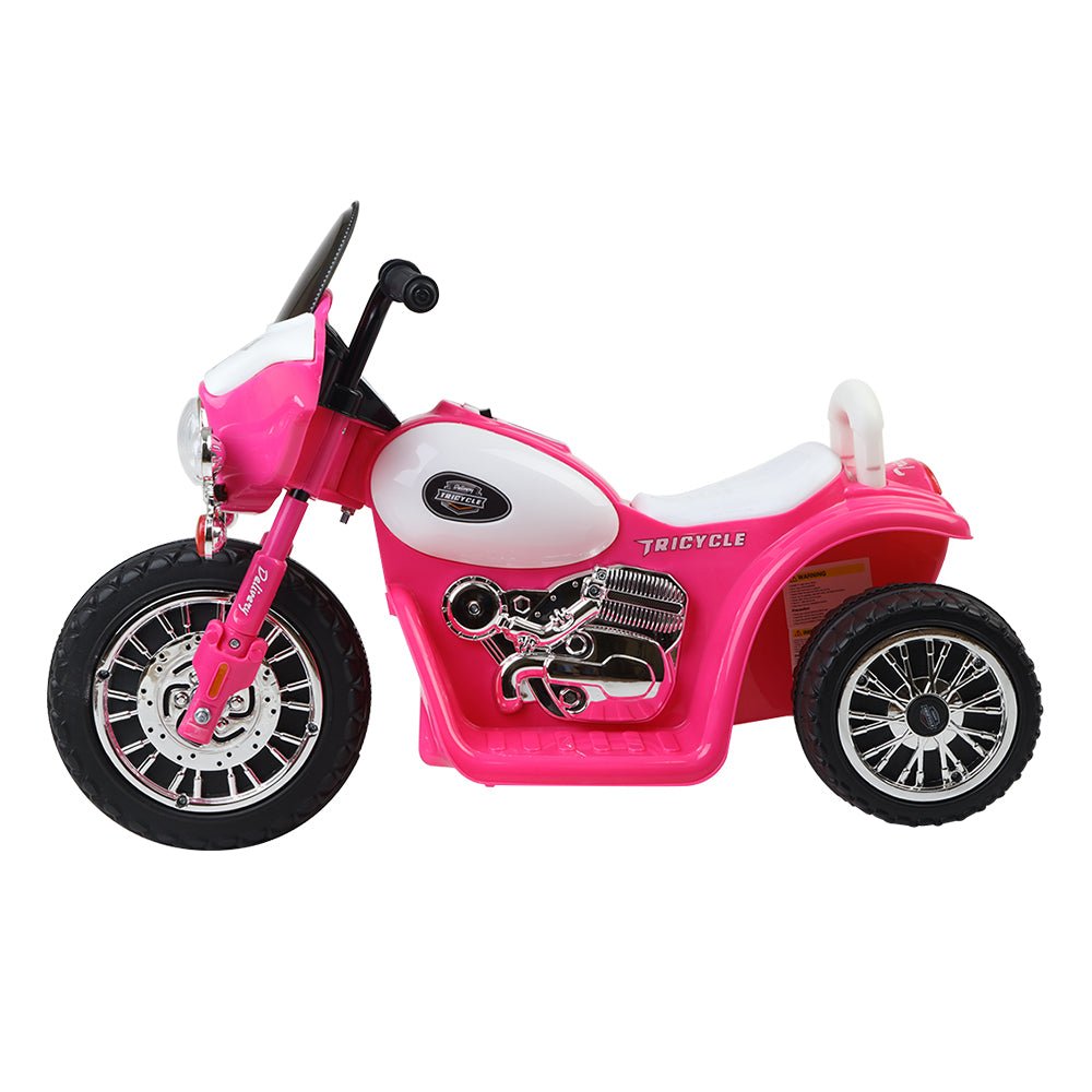 Rigo Kids Electric Ride On Patrol Police Car Harley - Inspired 6V Pink