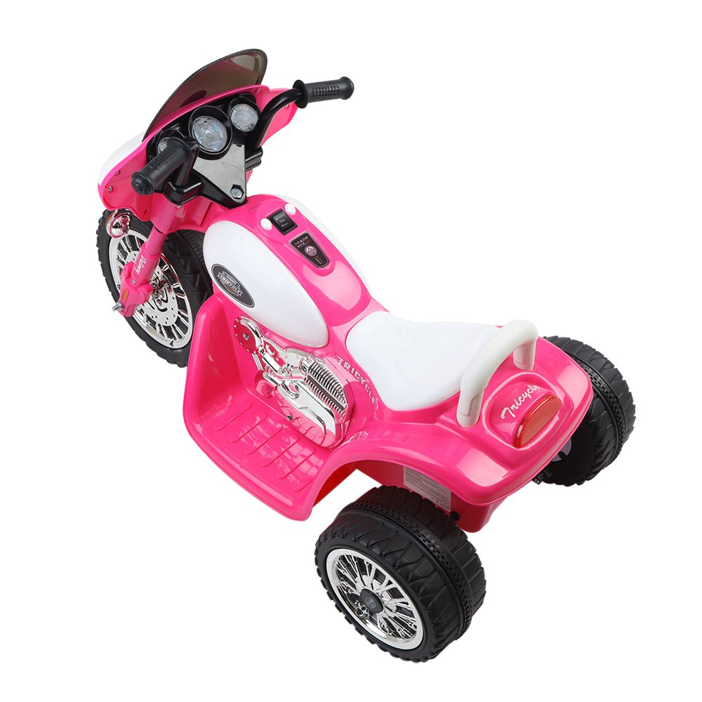 Rigo Kids Electric Ride On Patrol Police Car Harley - Inspired 6V Pink