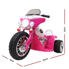 Rigo Kids Electric Ride On Patrol Police Car Harley - Inspired 6V Pink