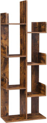 Vasagle Tree - Shaped Bookcase | 8 Shelves with Rounded Corners - Rustic Brown