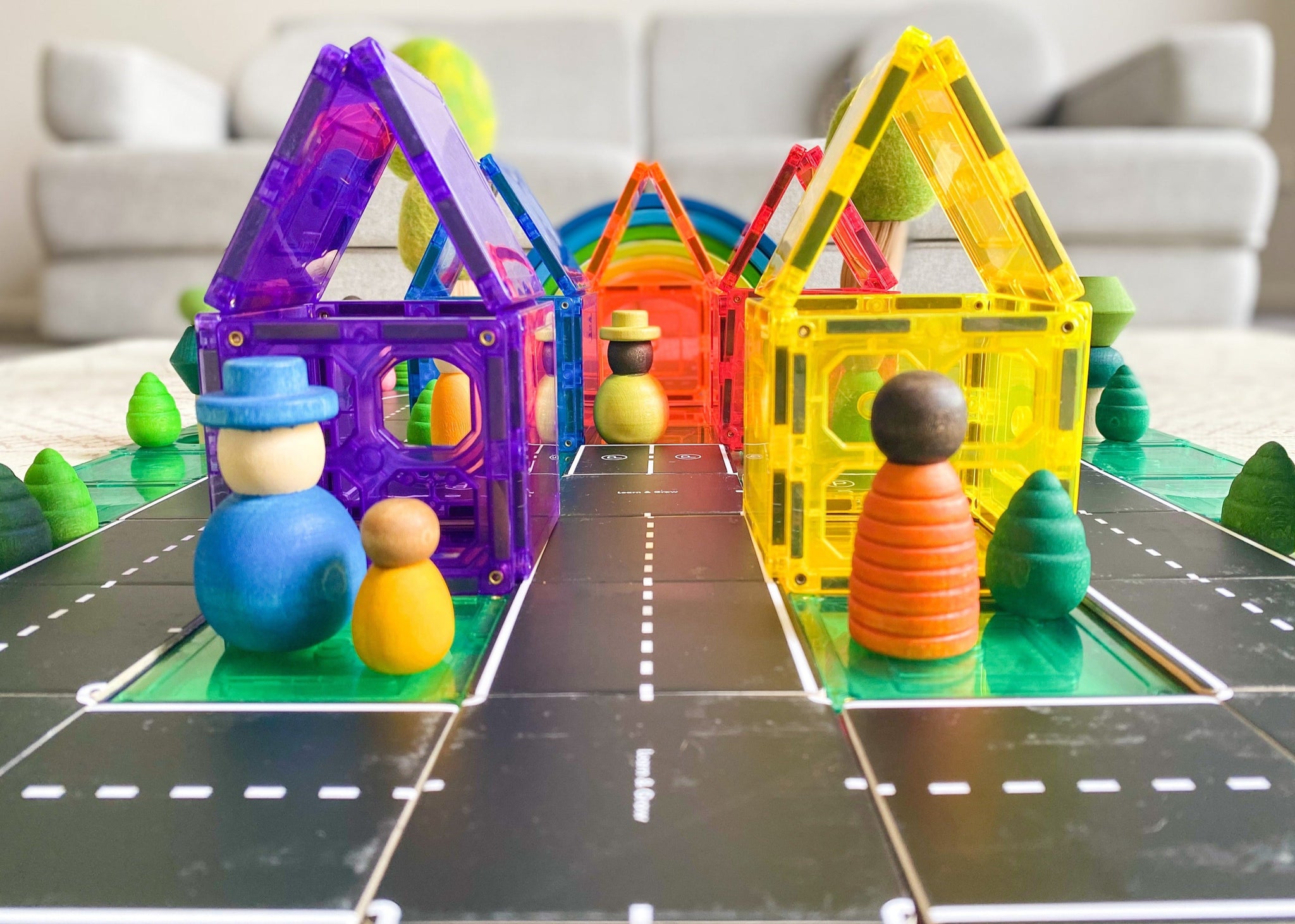 Learn & Grow Toys - Magnetic Tile Topper - Road Pack (40 Piece)