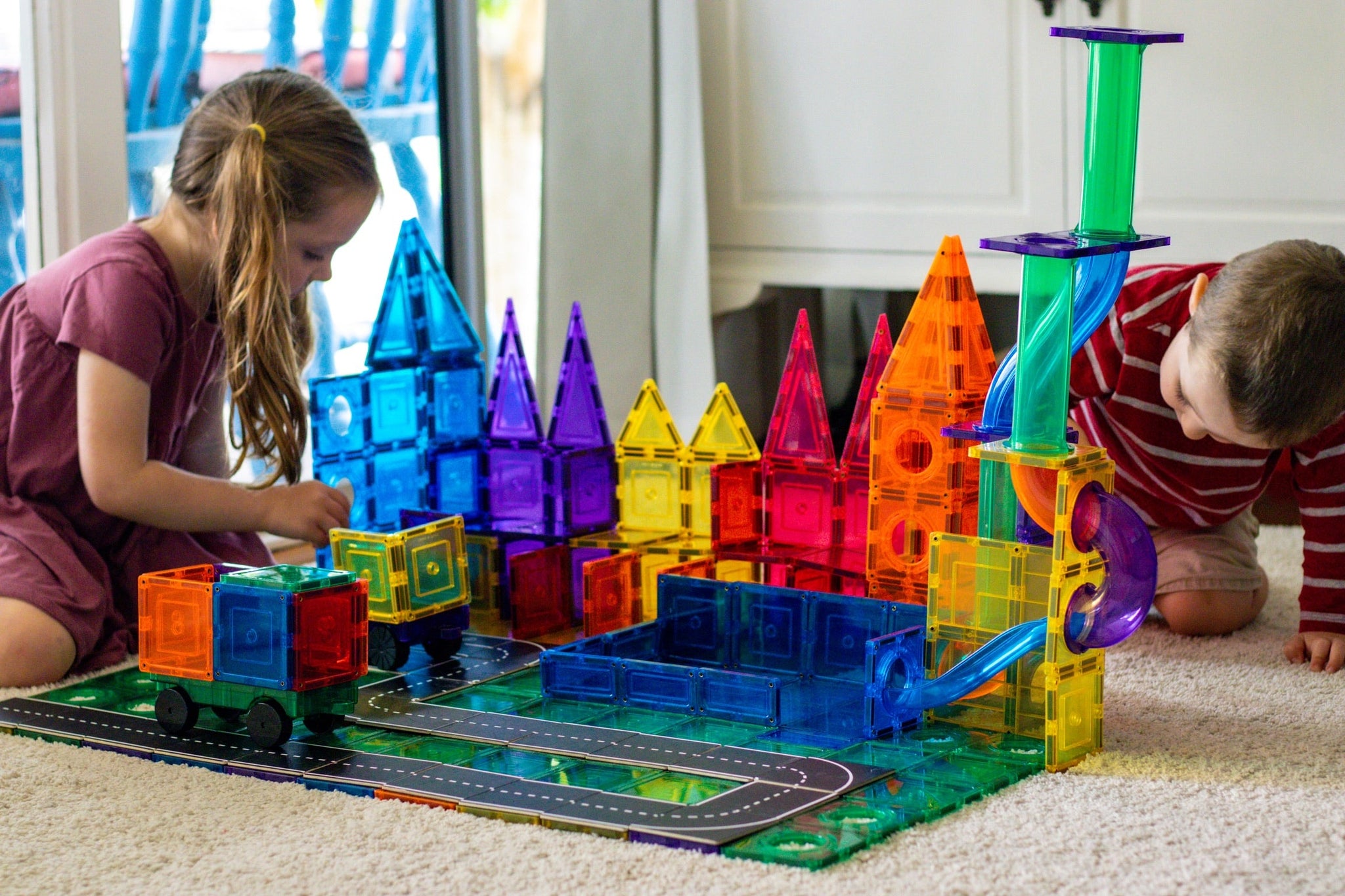 Learn & Grow Toys - Magnetic Tile Topper - Road Pack (40 Piece)