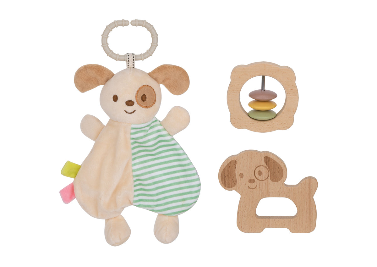 Baby Comforter Rattle Gift Set - Puppy Dog