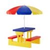 Keezi Kids Outdoor Table and Chair Set with Picnic Bench & Umbrella
